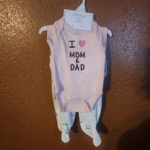 Cherub Baby Pink and White Bodysuit Set